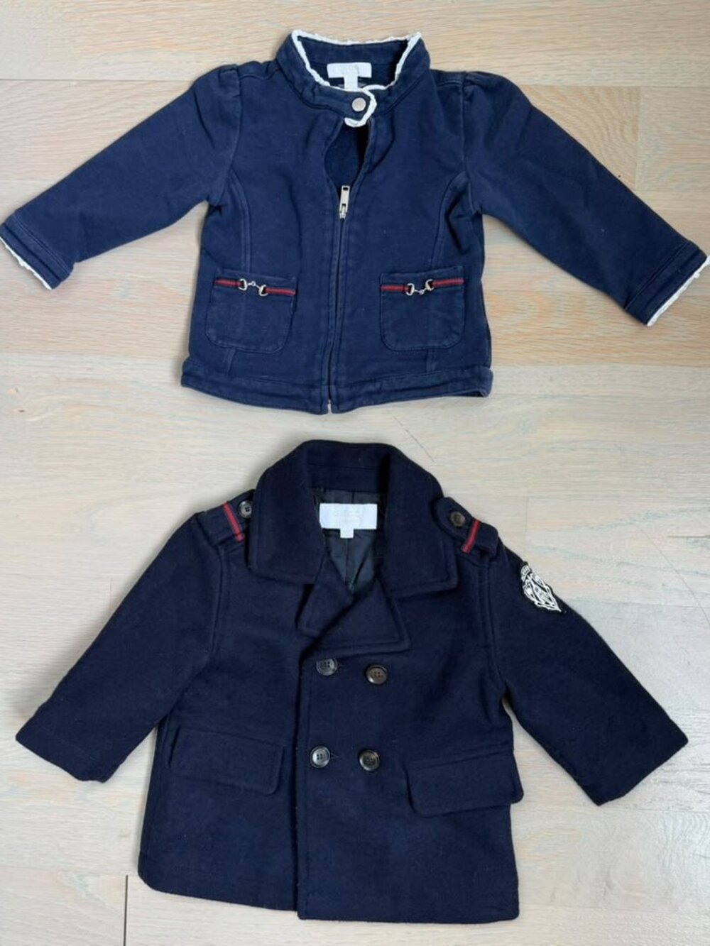 Authentic Gucci Baby 6-9M Peacoat Wool Coat + Bonus Gucci Baby Sweater 9-12M